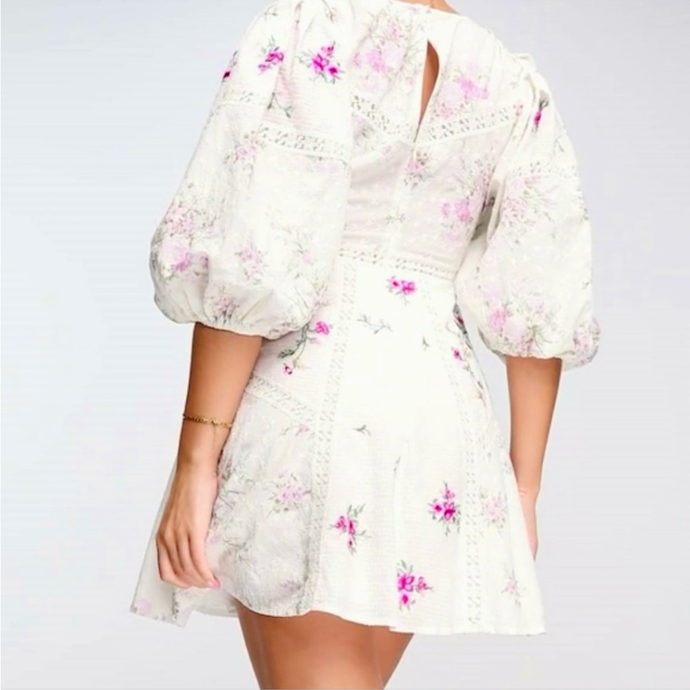 ASOS Edition Floral Embroidered Puff Sleeve Mini Dress - Picture 5 of 16